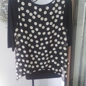 Espresso 3/4 sleeve black tee w B&W shear